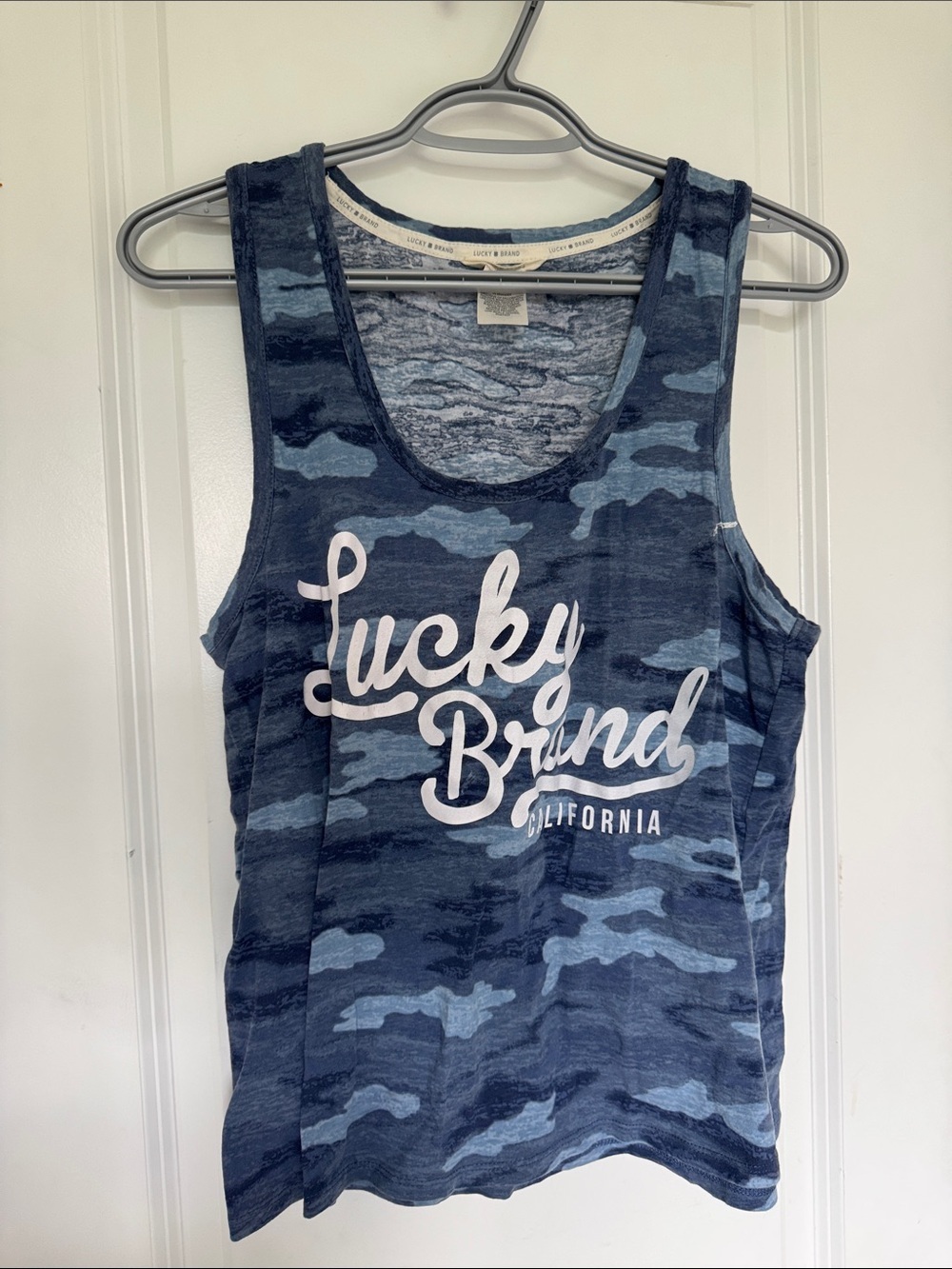 Lucky Brand Navy and Light Blue Camo Tank